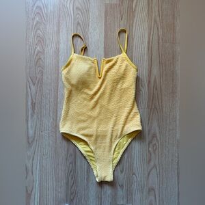 Amazon Yellow Textured One-Piece Swimsuit